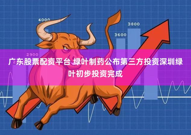 广东股票配资平台 绿叶制药公布第三方投资深圳绿叶初步投资完成